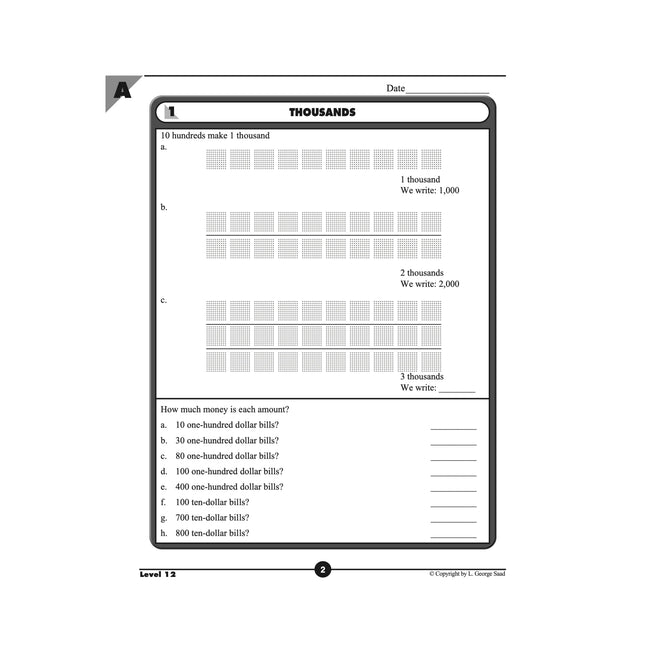 Level 12 E-Book Set | 4th Grade - 5th Grade Math Curriculum | Thousands and Large Numbers: Concepts and Skills