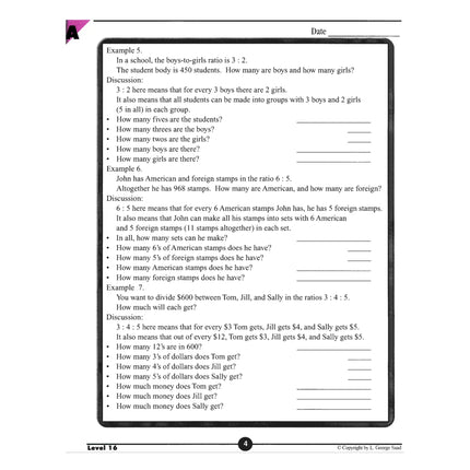 Level 16 E-Book Set | 6th Grade - 7th Grade Math Curriculum | Special Topics: Ratios, Percent Graphs & More