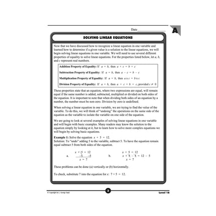Level 18 E-Book Set | 9th Grade - 12th Grade Math Curriculum | Algebra 2: Equations
