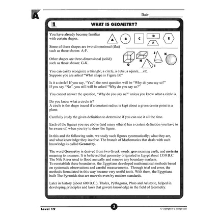 Level 19 E-Book Set | 9th Grade - 12th Grade Math Curriculum | Geometry 1: Foundations of Geometry