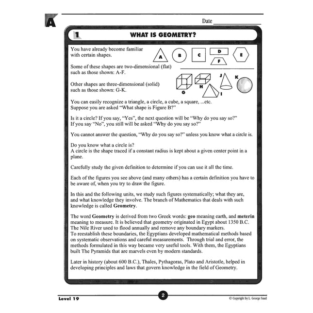 Level 19 E-Book Set | 9th Grade - 12th Grade Math Curriculum | Geometry 1: Foundations of Geometry