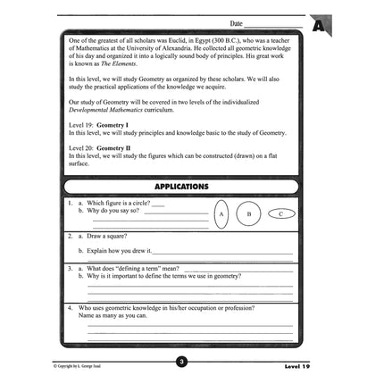 Level 19 E-Book Set | 9th Grade - 12th Grade Math Curriculum | Geometry 1: Foundations of Geometry