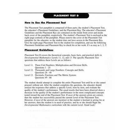 Placement Test D (for Levels 11 - 13)